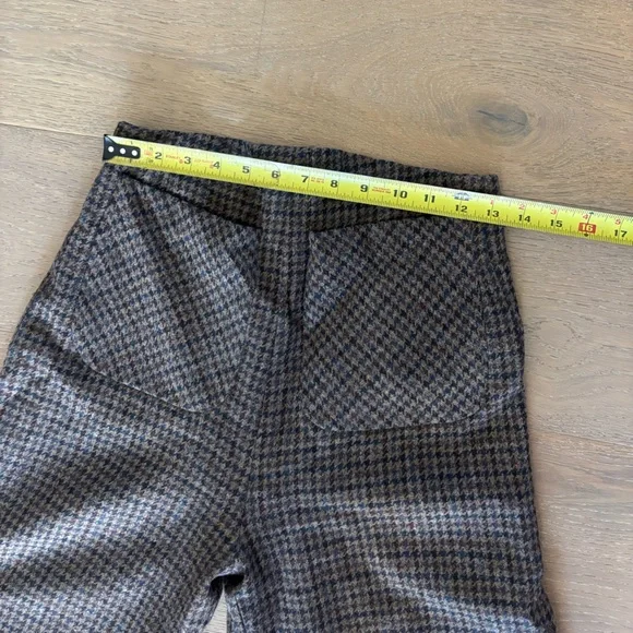 Anna Mason London Beau Trouser Wide Leg Pants Wool Tweed Plaid Check Brown Sz 4